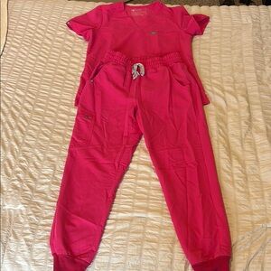 FIGS Shocking Pink Scrub Set